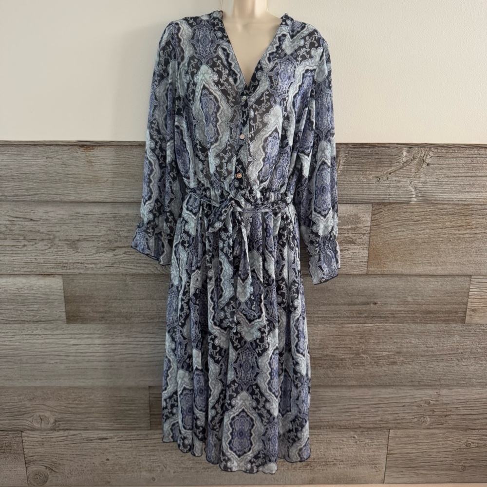Stella and Julie midi blue flowy dress size 16W